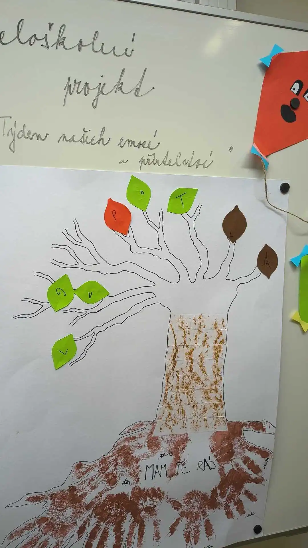 Celoškolní projekt "Týden našich emocí a přátelství" 3.den listy emocí